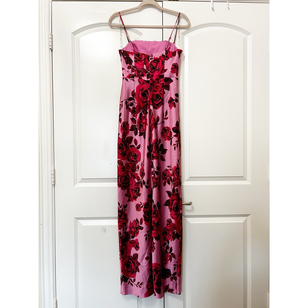 NWT Anthropologie Sachin & Babi Ila Stretch Satin Maxi Dress Rose Floral - Picture 6 of 7